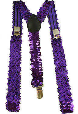Sequin Suspenders Purple Adjustable 12 PACK  6891