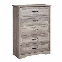 Dresser for Bedroom with 5 Drawers, Tall Wood Drawer Dresser Chest of Drawers for Closet, Living Room, Hallway, Nursery, Kids Bedroom, Grey