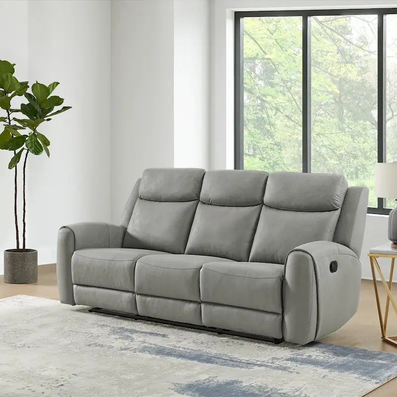 Roundhill Furniture Wesley 2-Piece Transitional Reclining Set, Gray