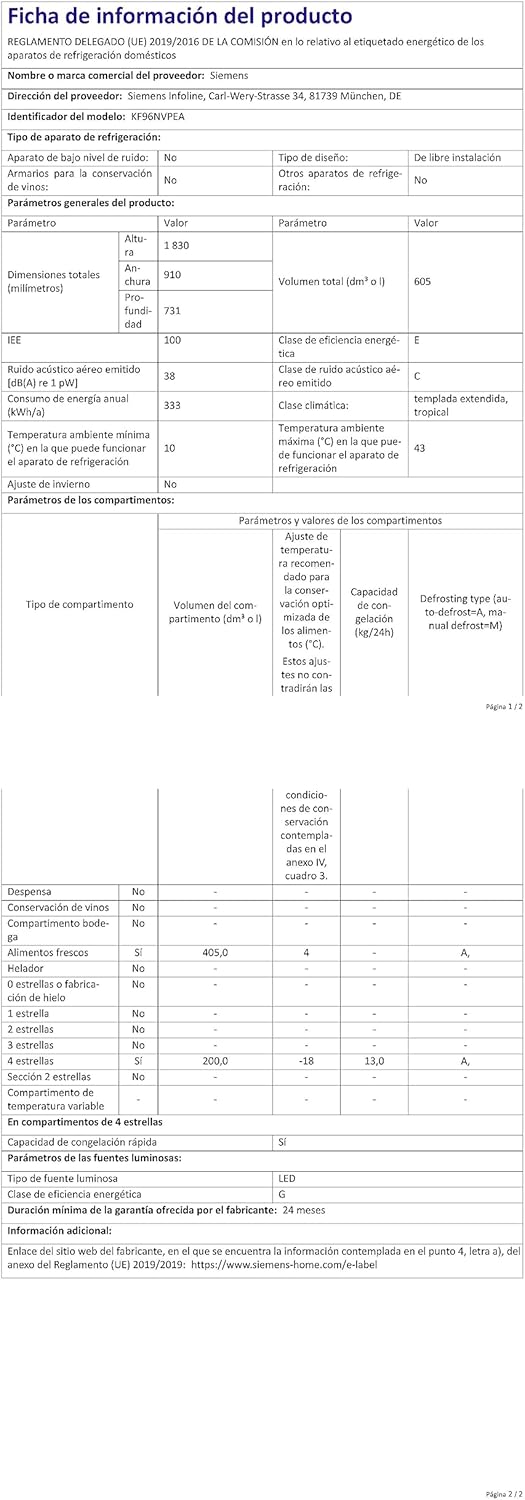 SIEMENS KF96NVPEA iQ300 Multi-Door-Kühlschrank, 183 x 91 cm, 405 L Kühlen & 200 L Gefrieren, hyperFresh längere Frische, noFrost nie wieder abtauen, superCooling schnellere Kühlung