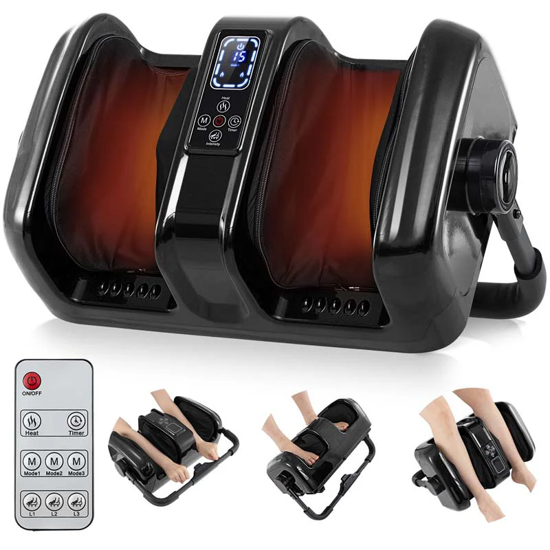 Foot Massager with Heat, 3 Massage Modes & Speed, 360�� Adjustable Stand, Remote, Shiatsu Leg Massager for Feet Calf Arms Relax