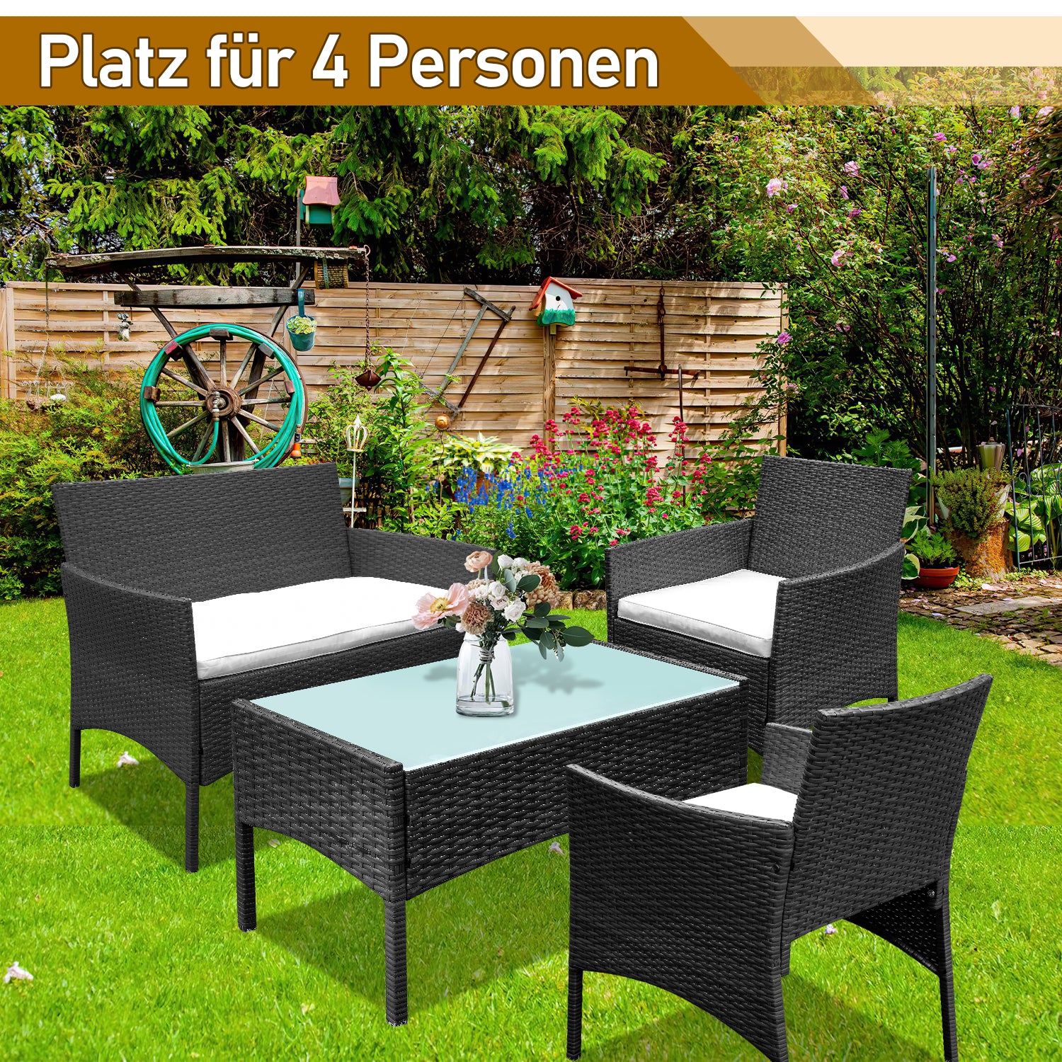 Sonnewelt Polyrattan Sitzgruppe Gartenmbel Set
