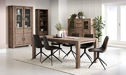 Ibbe Design Vetrina Credenza Vetrina Moderna Marrone Vetrina Mobile con 4 Ante e Casetti Alaska per Salotto Soggiorno Cucina, in Legno Massello di Acacia : Amazon.it: Casa e cucina