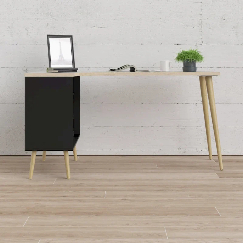 Carson Carrington Kristiansund L-Shaped Desk with 2 Drawers and 3 Shelves