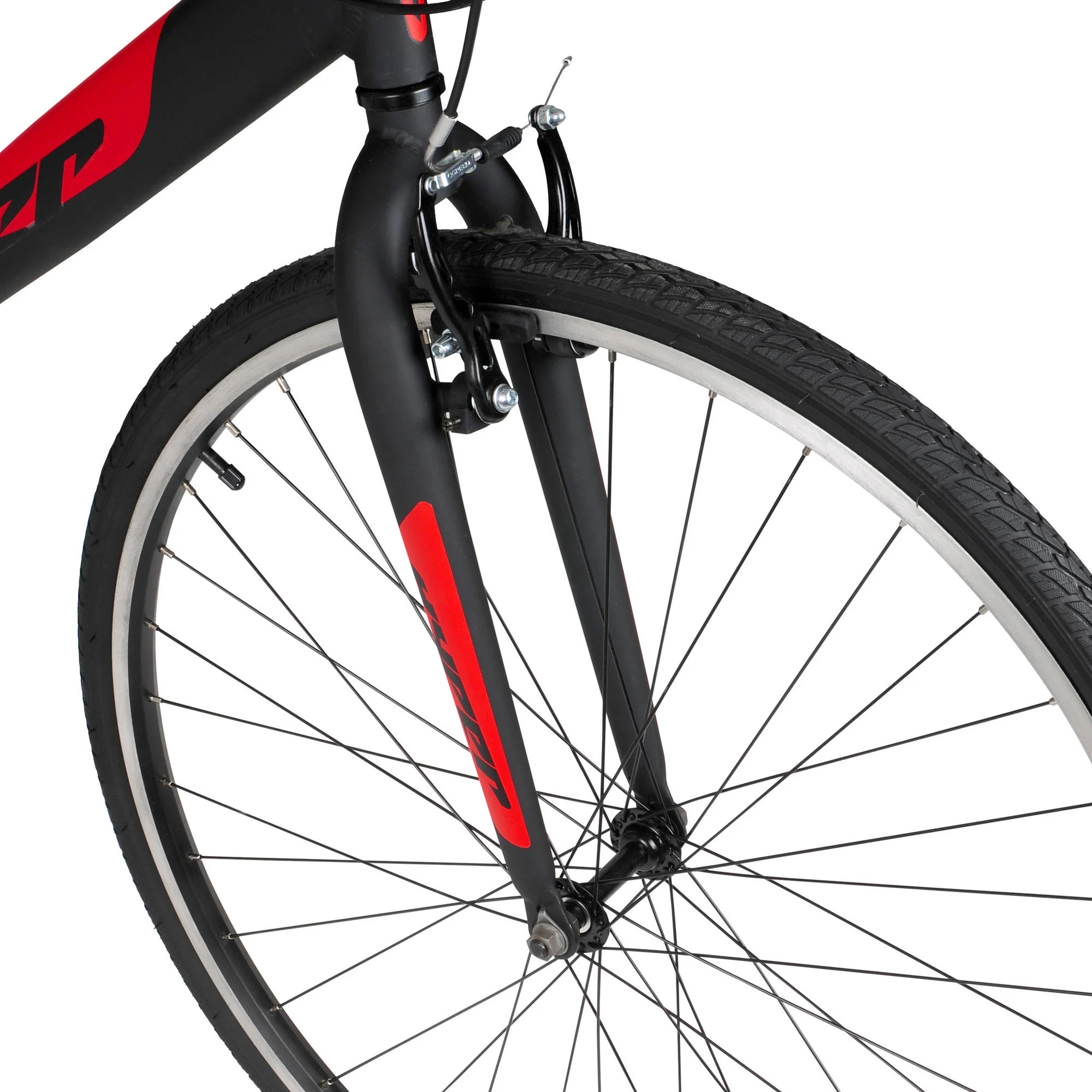 Hyper Bicycle 700c Men’s Spin Fit Hybrid Bike, Black and Red