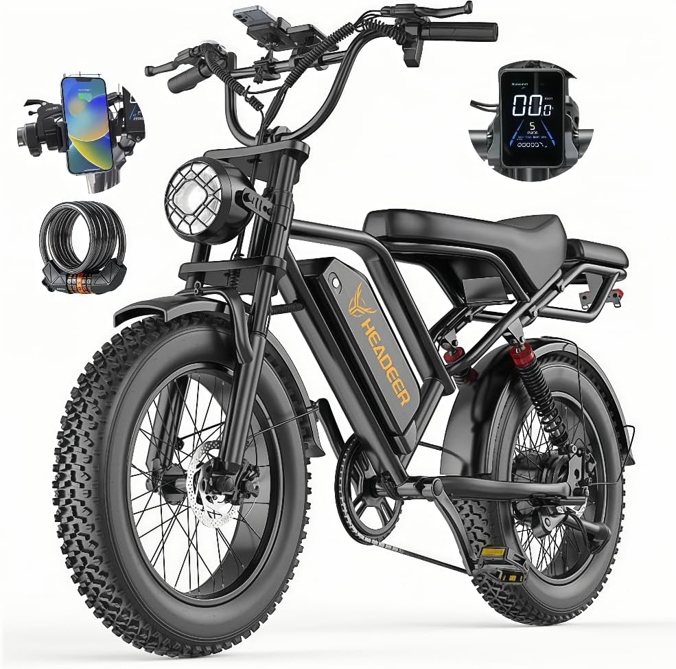 BK20 Electric Bike for Adults, 48 V, 20 Ah, Removable Battery, Large Range, Wide Tyres 20 x 4.0, Electric Mountain Bike, Electric Bike, All-Terrain Electric Bike.