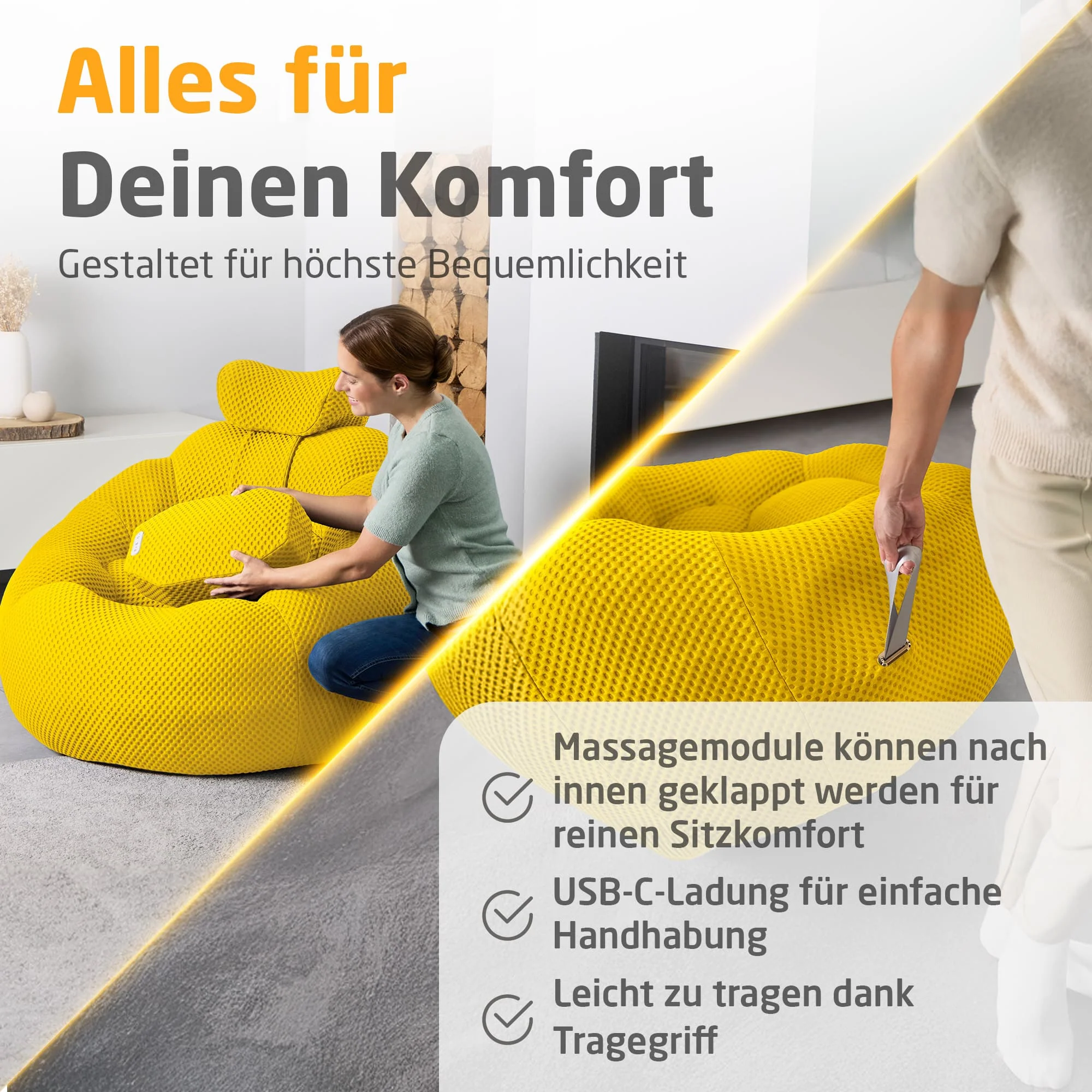 Medisana Massagesessel Bubble-Sofa RS200, sonnengelb