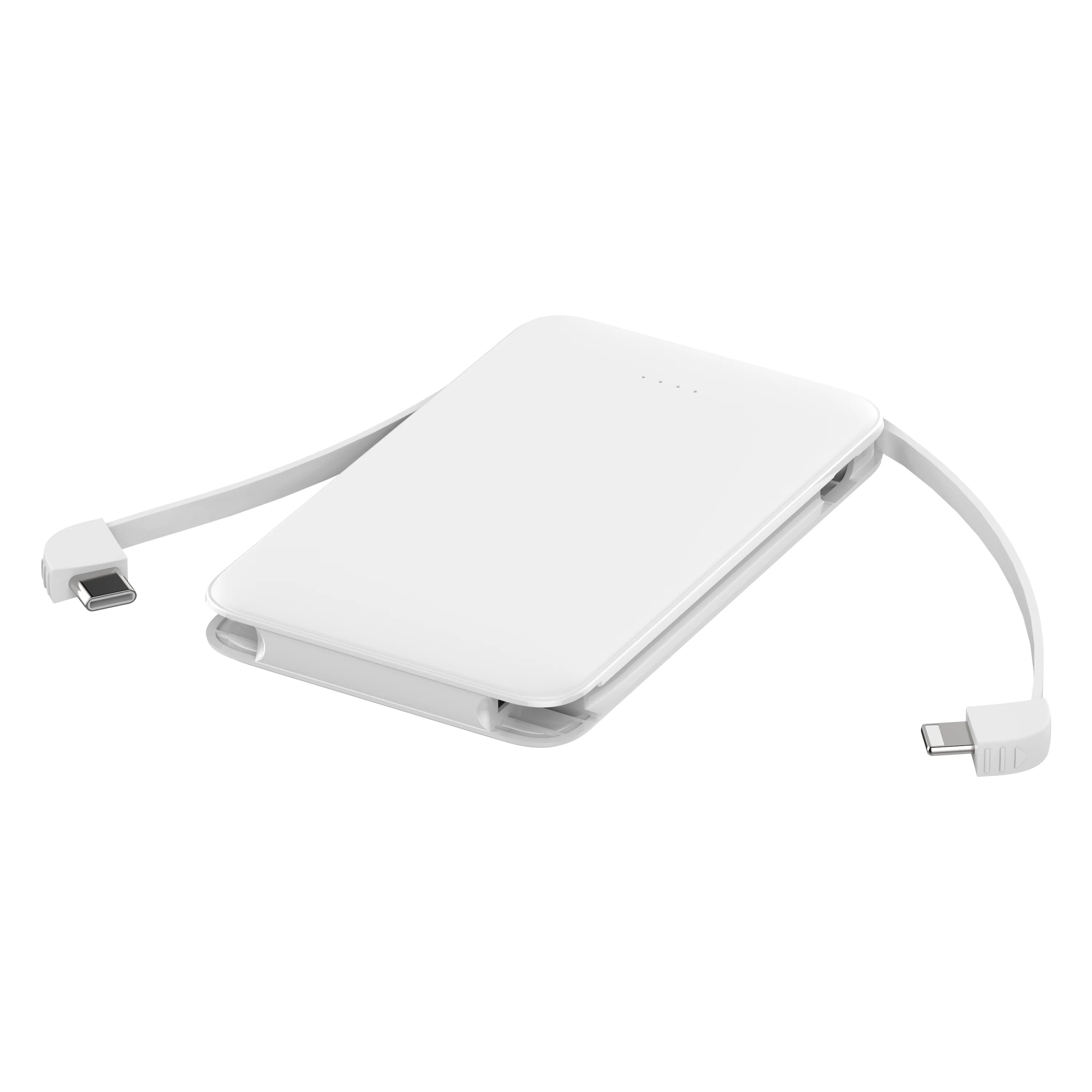 Powerbank mit integriertem USB-C & Lightning Kabel  5000 mAh �C Zusatzakku mit USB-A/USB-C Anschluss