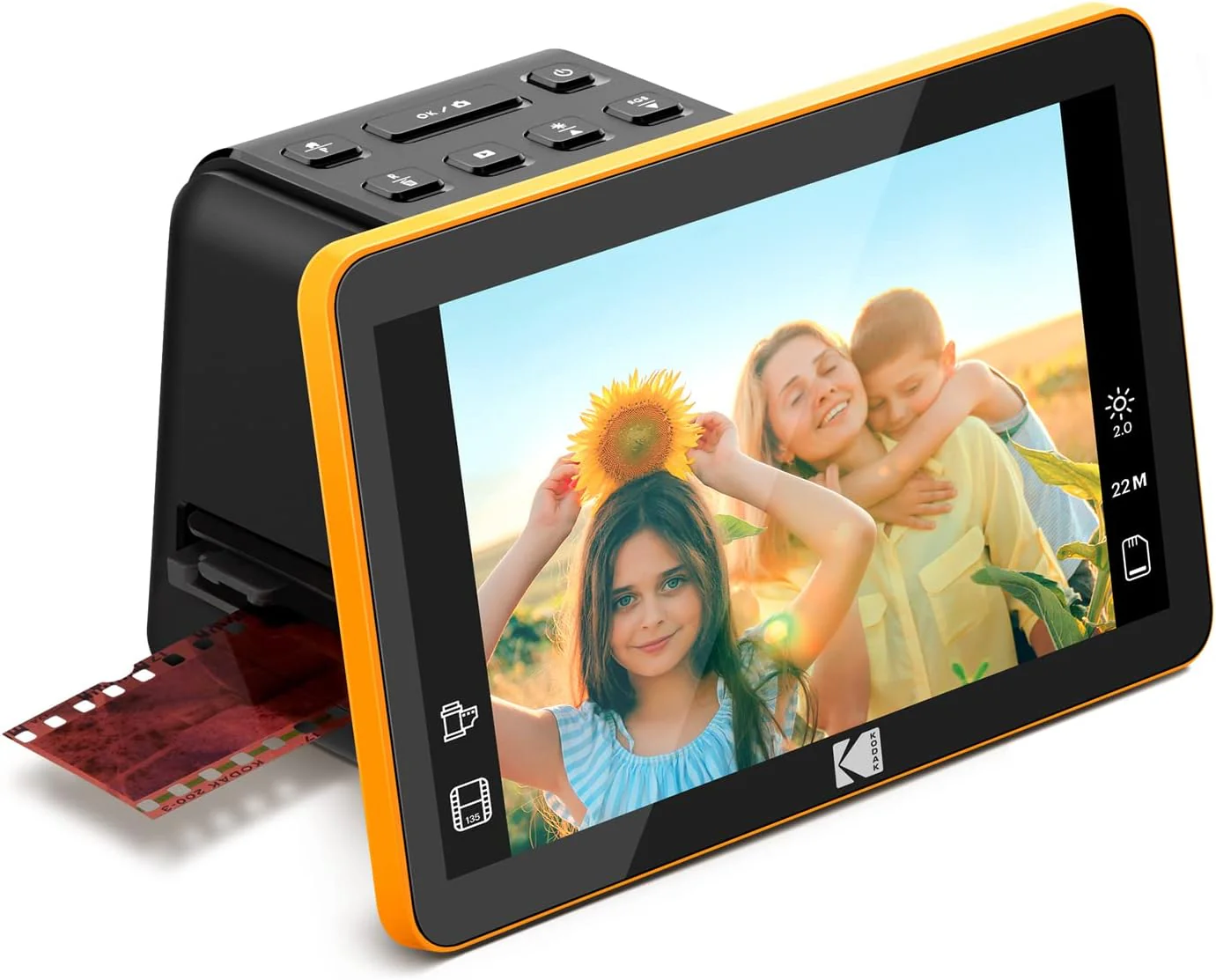 Kodak Slide N SCAN digitale filmscanner Max 7 - Groot 7 inch LCD-scherm converteert kleurnegatieven naar 22 MP HD, zwart-wit JPEG, zwart, RODFS70