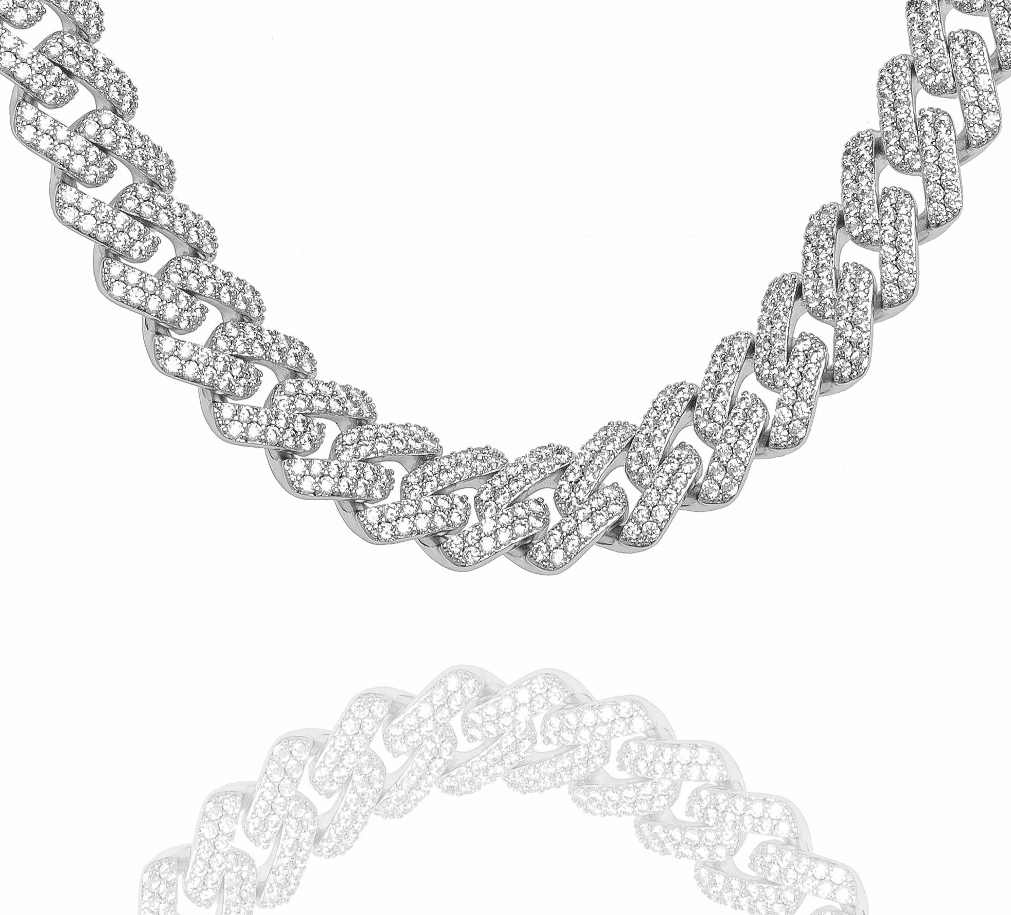 Big Daddy 12MM Full Iced Out Cuban Silver Chain