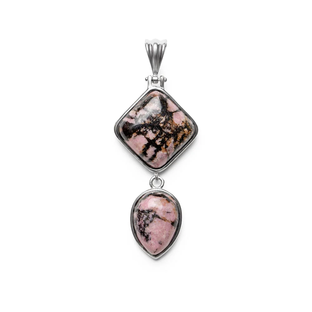 Rhodoniet Edelsteen Hanger - Dubbelhanger - Druppel - Acceptatie