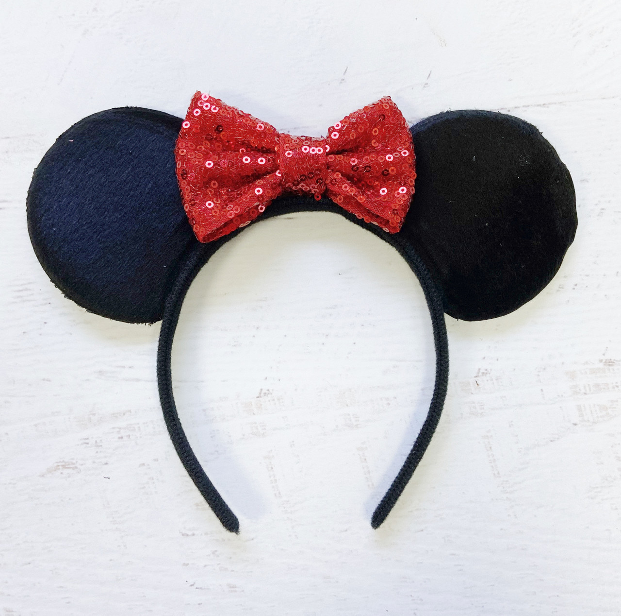 Red Sequin Bow Disney Minnie Ears Headband