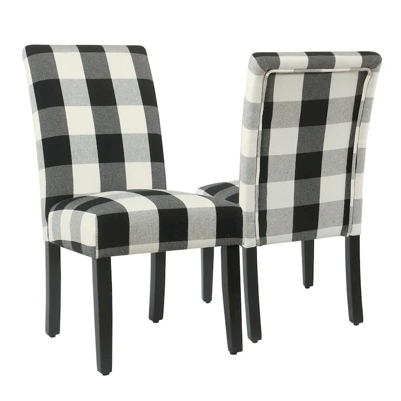 Set of 2 HomePop Black Plaid Parsons Dining Chairs