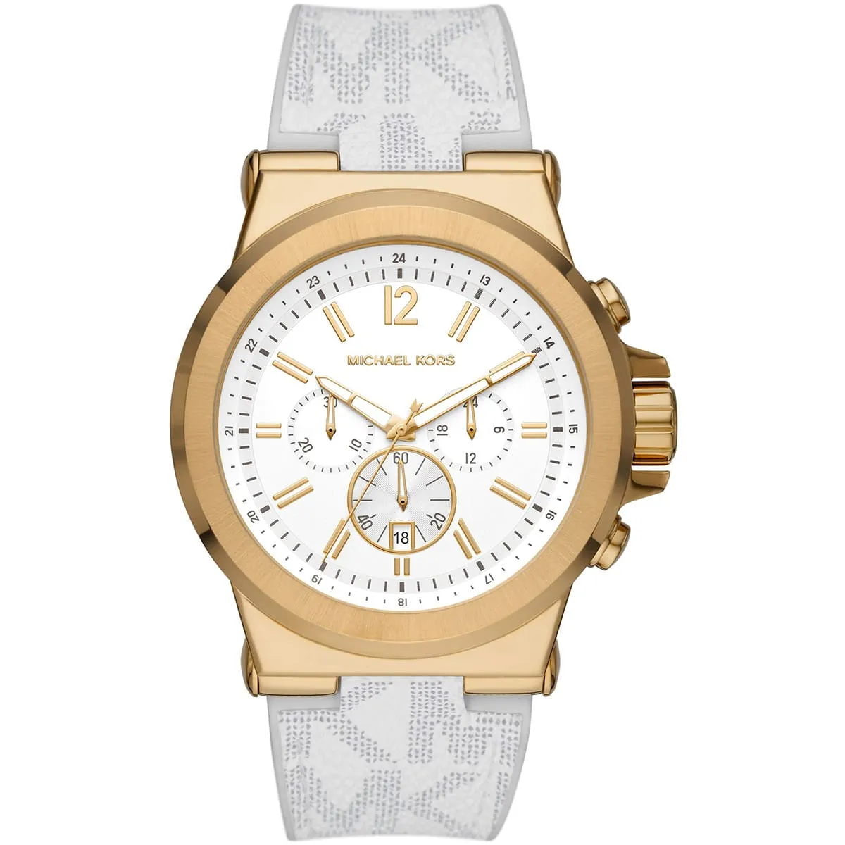 Michael Kors Dylan Chronograph White Dial White Silicone/Rubber Strap Men's Watch - MK8937