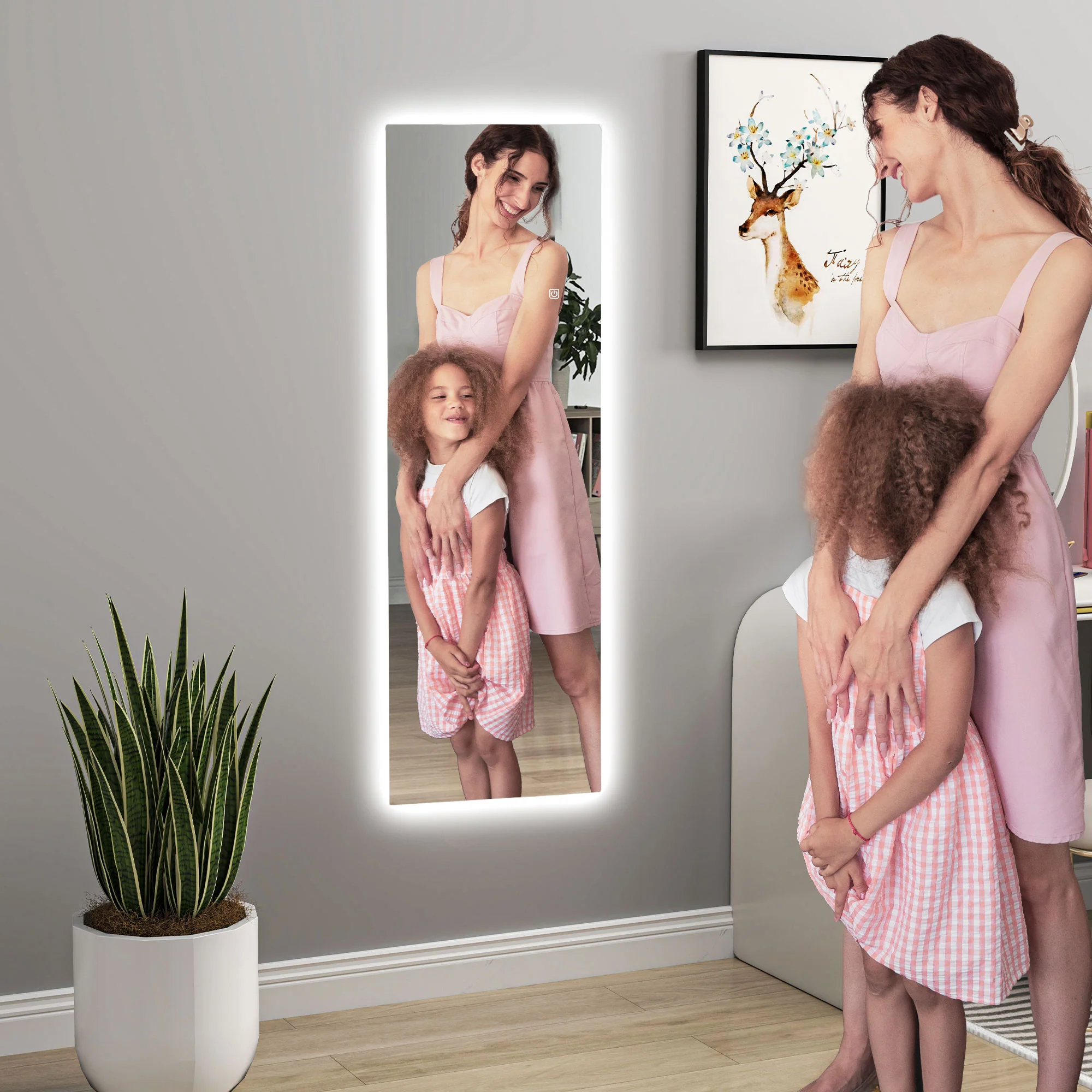 HOMCOM LED Volledige lichaamsspiegel, dimbaar, randloos, Touch-bediening, 40 x 120 cm