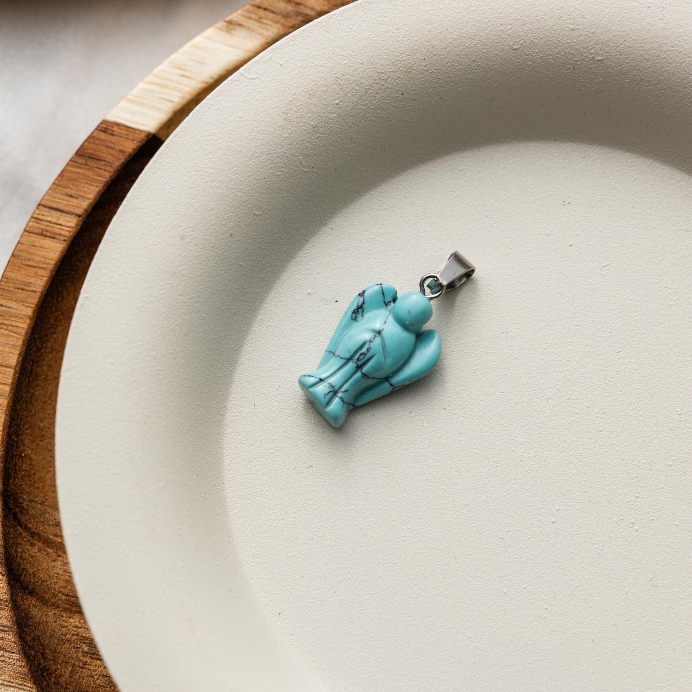 Turqueniet Hanger - Howliet Beschermengel - Edelsteen Engeltje - Geduld