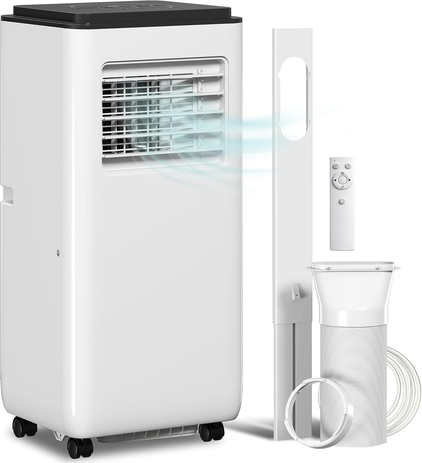 HOMCOM Aire Acondicionado Móvil 9000BTU 2,6 KW, Aire Acondicionado Portátil 5 en 1 Refrigeración, Deshumidificador, Ventilador, Automático, Modo Nocturno, Control Remoto 2 Velocidades, Temporizador