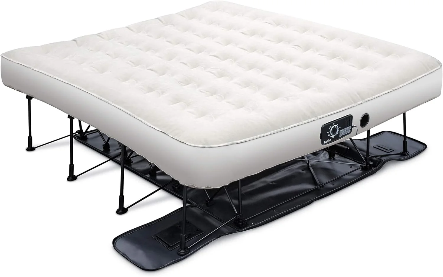 Ivation EZ-Bed (King) Air Mattress with Frame & Rolling Case, Self Inflatable, Blow Up Bed Auto Shut-Off, Comfortable Surface AirBed, Best for Guest, Travel, Vacation, Camping