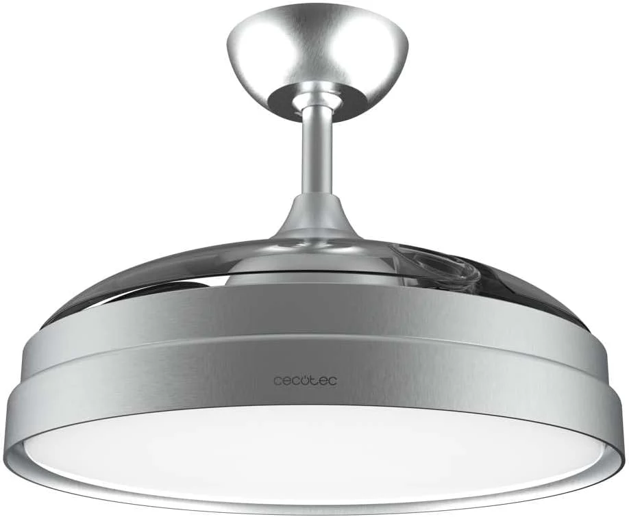 Ventilador de Techo Cecotec con Aspas Retráctiles y Lámpara Invisible EnergySilence Aero 4280 de Acero, 40 W, Diámetro 42 Pulgadas (106 cm), Temporizador, 3 Tonos de Luz, Función Verano-Invierno