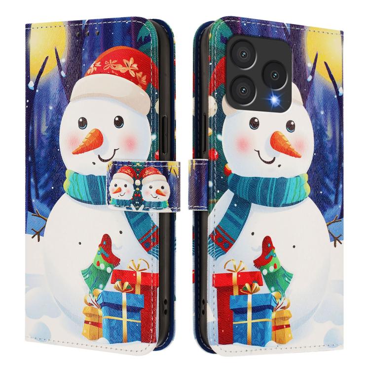Christmas Series Buckle Leather Phone Case with Hand Strap, For Cubot A40, For Cubot P90