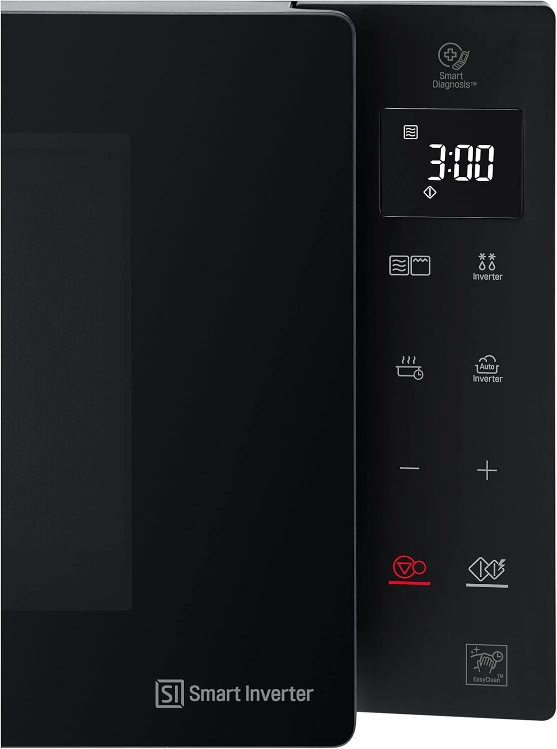 LG MH6535GIS Magnetron met invertertechnologie en kwartsgrill, 25 liter inhoud, 1000 W, automatische programma's, instelbare vermogensniveaus voor optimaal koken en EasyClean-functie, Zwart
