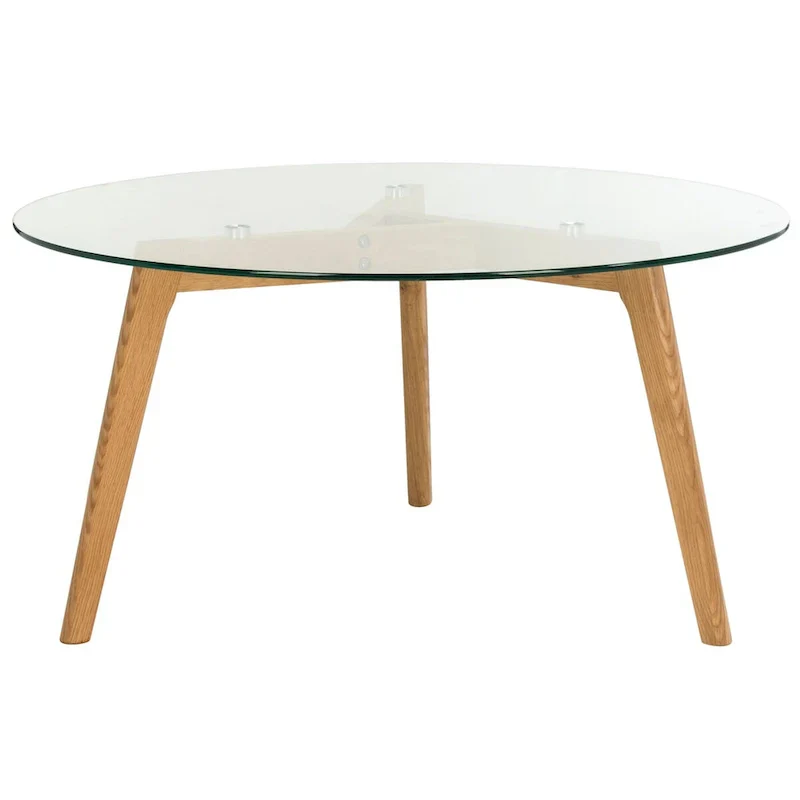 SAFAVIEH Rachelle Mid-Century Round Glass Coffee Table - Dimensions: 35.4