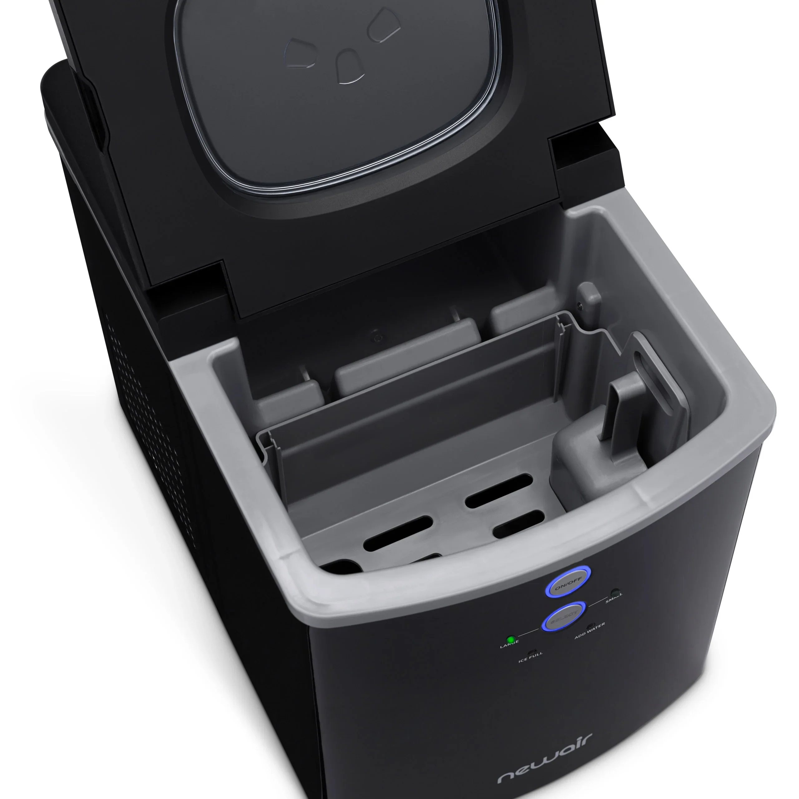 2025 Máquina de hielo de mostrador Newair® – Cubitos en forma de bola, 15 kg/día – Negro