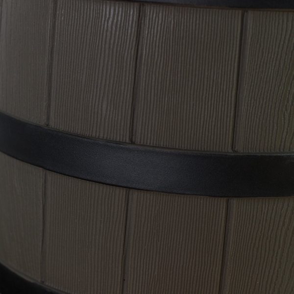 50 Gallon Rain Barrel with Darkened Ribs   Oak