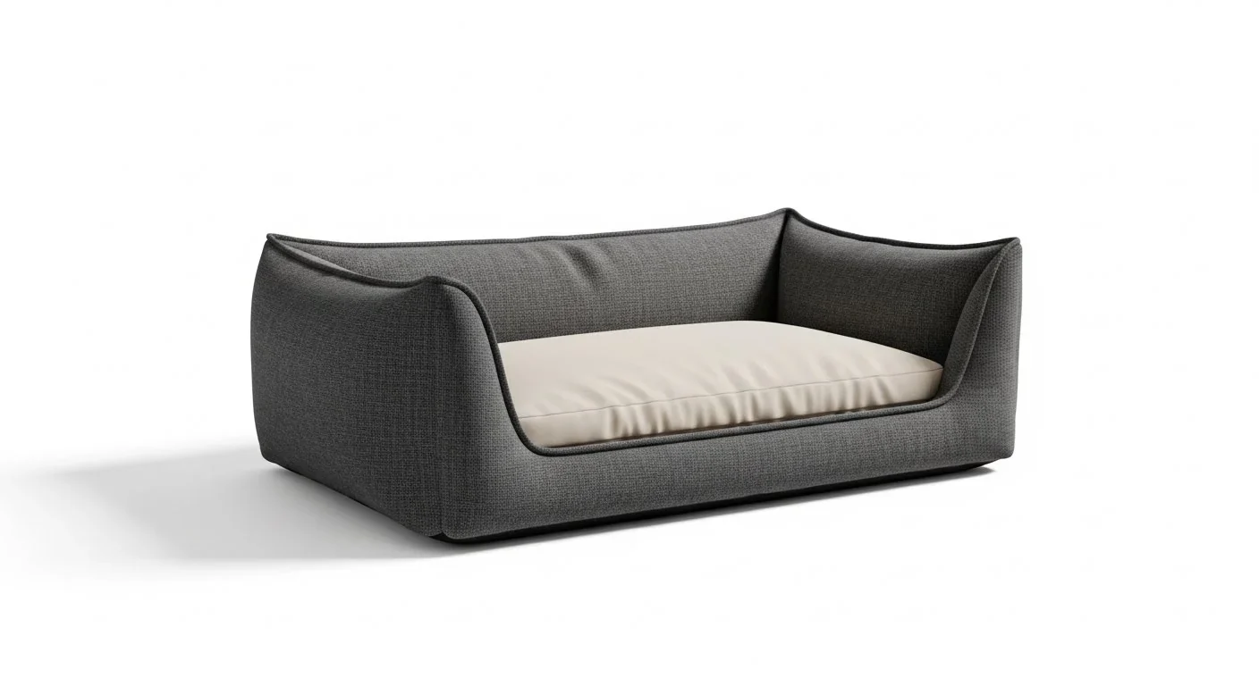 Gray Orthopedic Dog Bed with Soft Cushion and Raised Sides