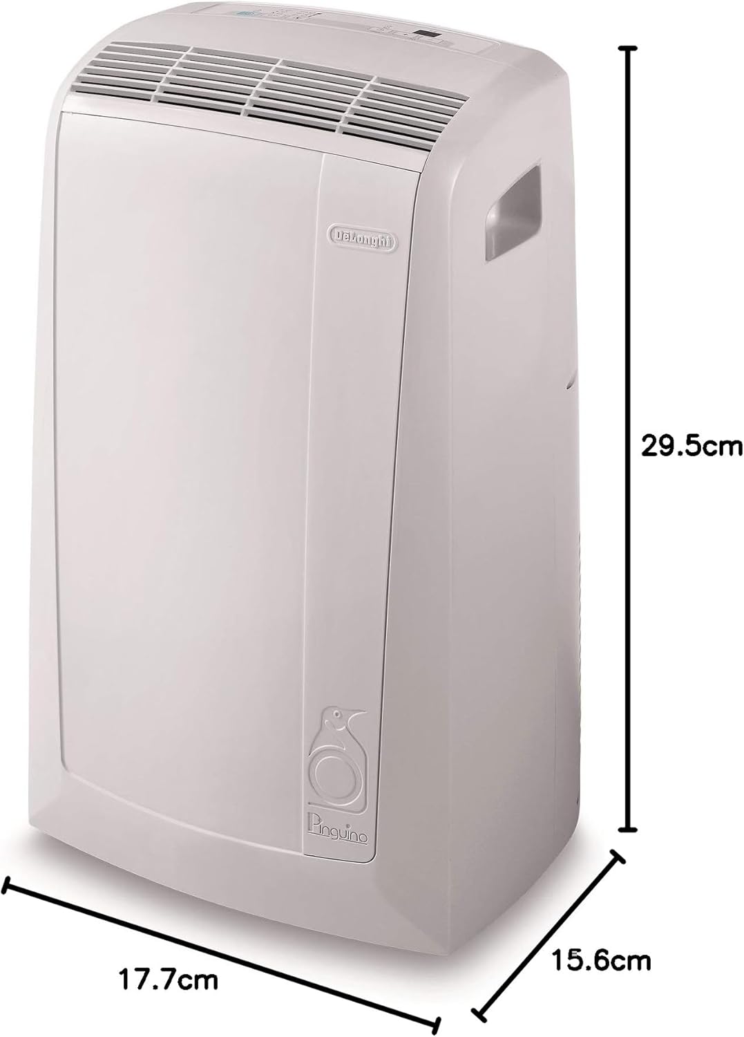 De'Longhi Pinguino PAC EM82, Mobile Klimaanlage für Räume bis zu 80 m³, 9.400 BTU, 2,4 kW, 63 dB, Entfeuchtungsfunktion, Energieklasse A, 24h-Timer, Weiß