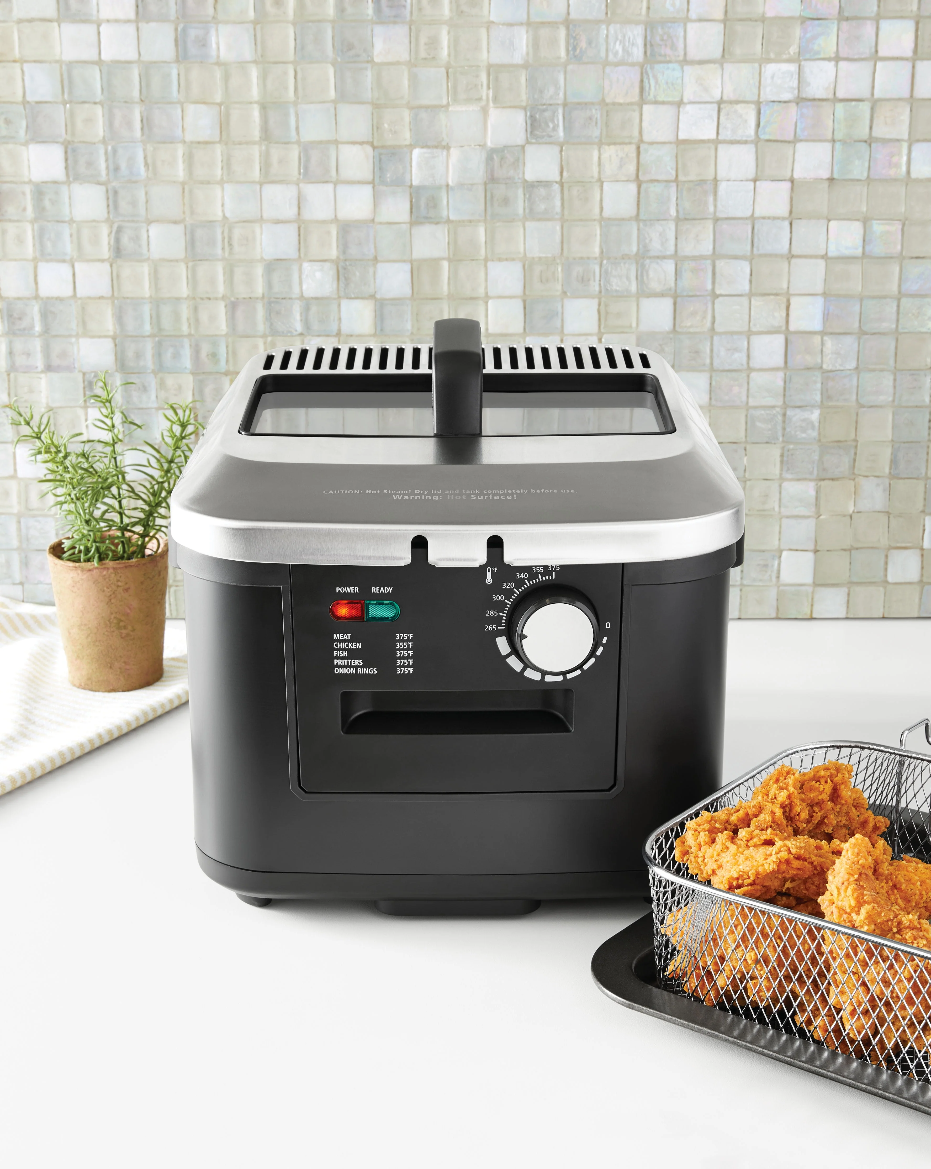 Mainstays 4L Deep Fryer, Stainless Steel Lid, Electric, New Model MS8400778514-2
