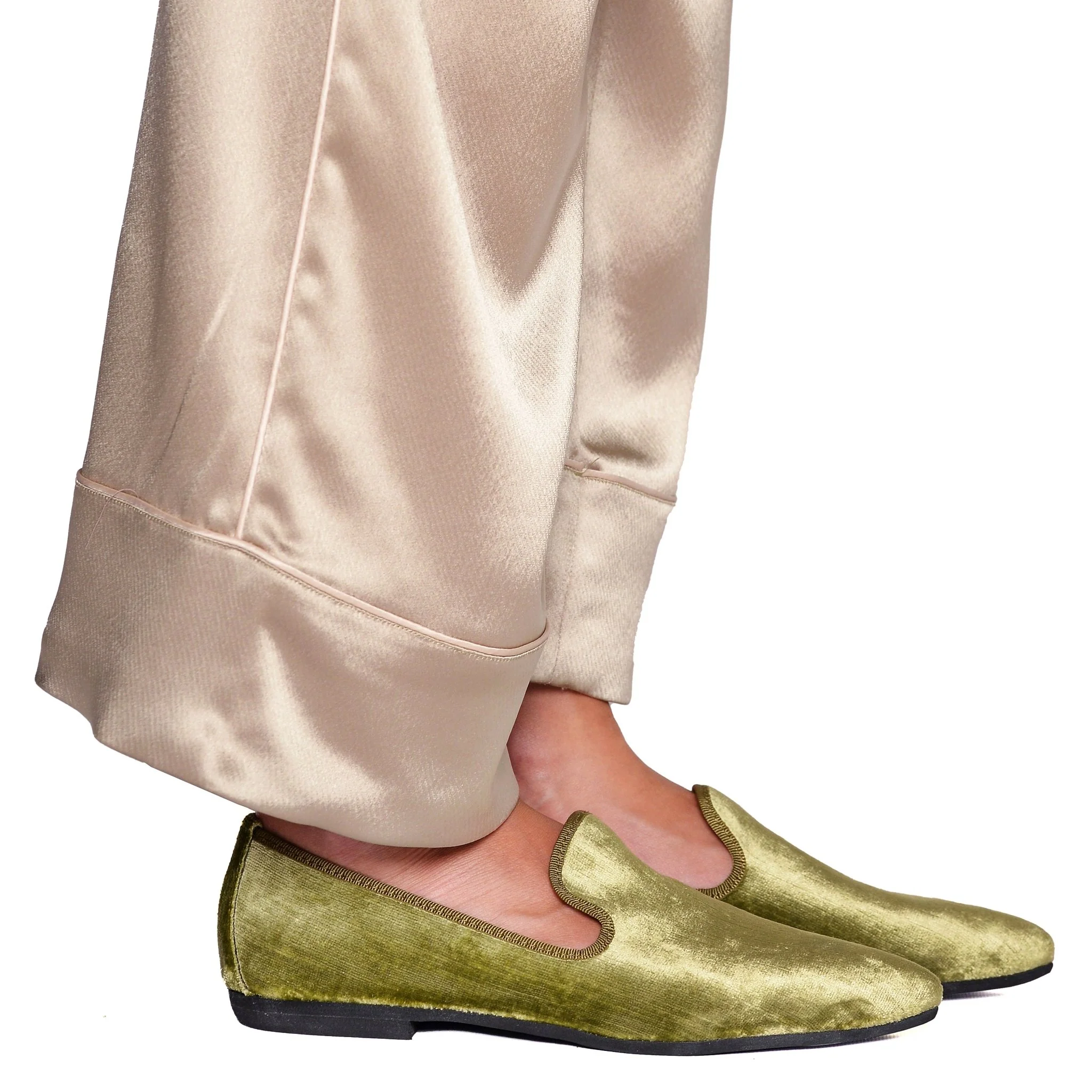 Pantofola Lea velluto perla verde