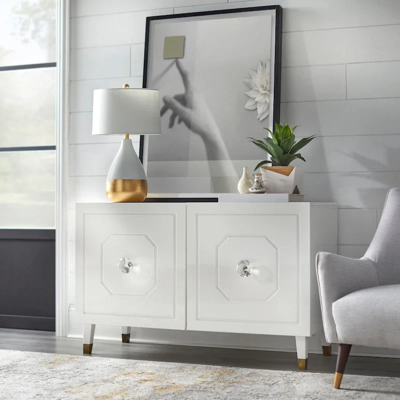angelo:HOME Jaslene Glossy Glam Media Buffet Cabinet