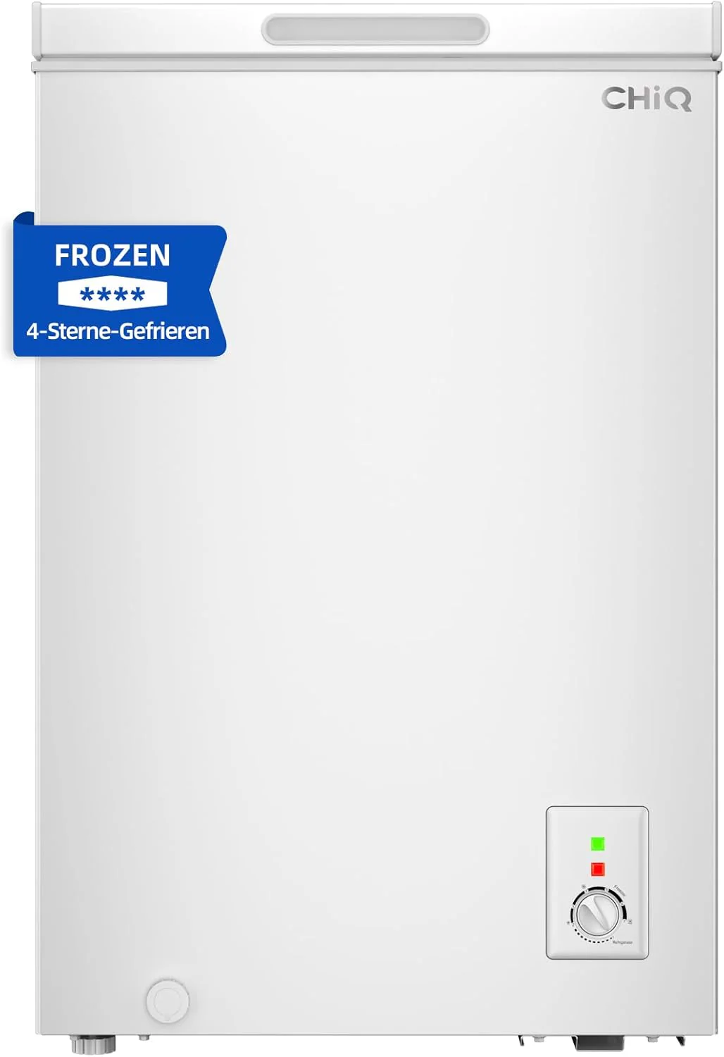 CHiQ FCF98DE Congelatore a pozzetto 99 L, 54,5 x 47,6 x 83,5 cm, congelamento 4 stelle, controllo termostatico, cestello in filo, porta bilanciata, silenzioso, bianco