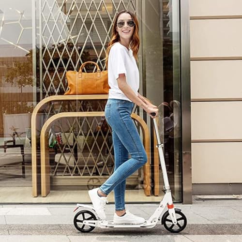 Monopattino Elettrico Per Adulti Non Elettrico, Pieghevole, Monopattino Per Pendolari Con Freno A Mano A Disco A Ruota Grande E Doppia Sospensione,per Adulti, Adolescenti, Donne, Uomini(White) : Sport e tempo libero