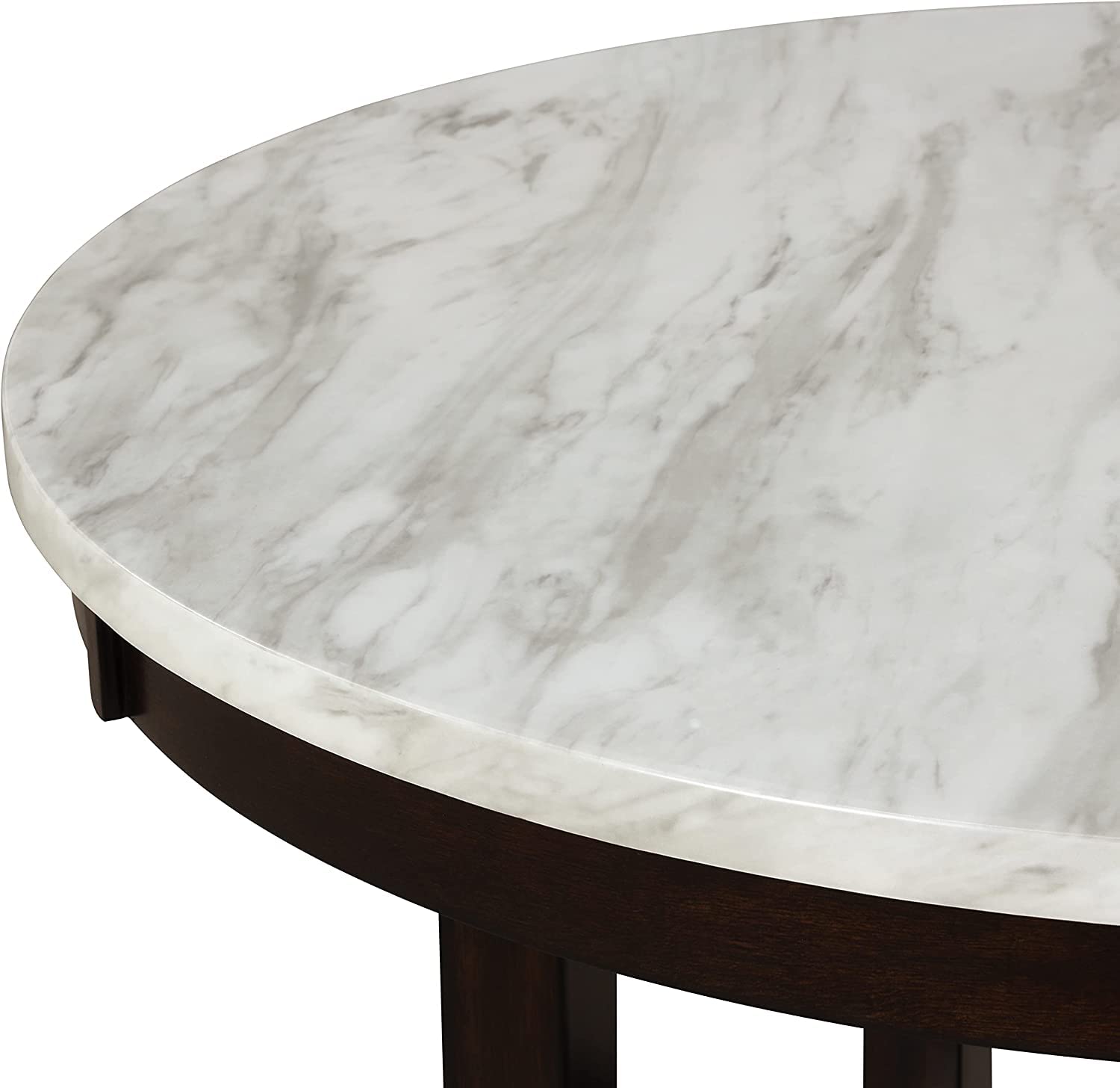 New Classic Furniture Celeste 5-Piece Faux Marble Round Counter Set with 1 Table and 4 Chairs, 42-Inch, Grey
