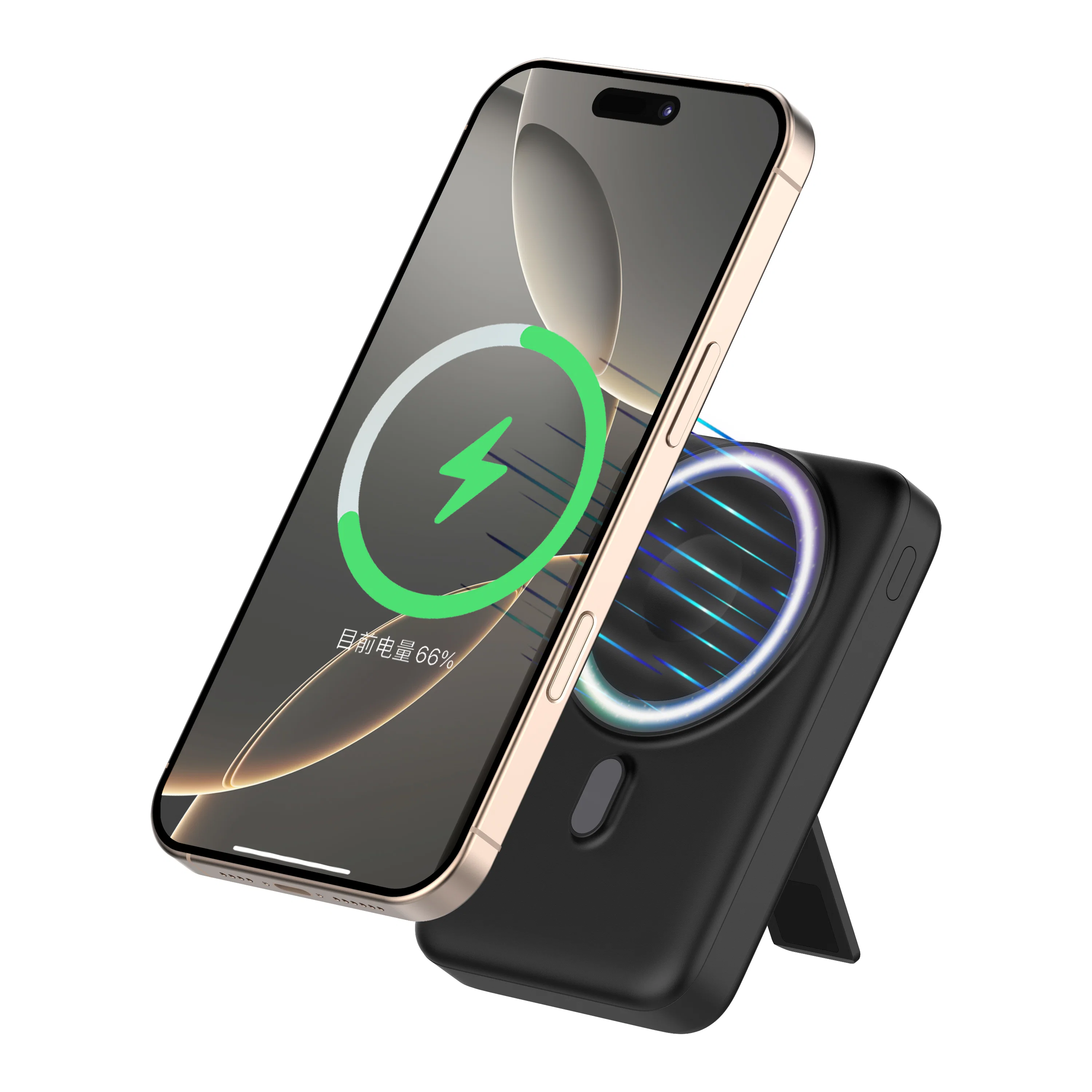 Powerbank f��r iPhone und Smartphone mit MagSafe Magnet und Handyhalter 10.000 mAh