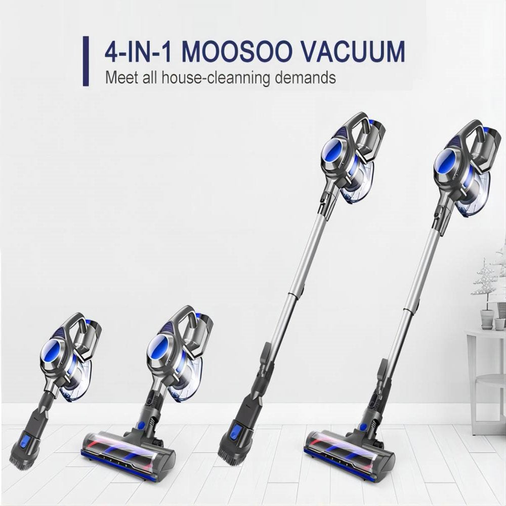 MOOSOO XL-618Pro Cordless Vacuum, 4-in-1 Lightweight Stick, 20Kpa Suction, 1.3L Capacity, LED Floor Head