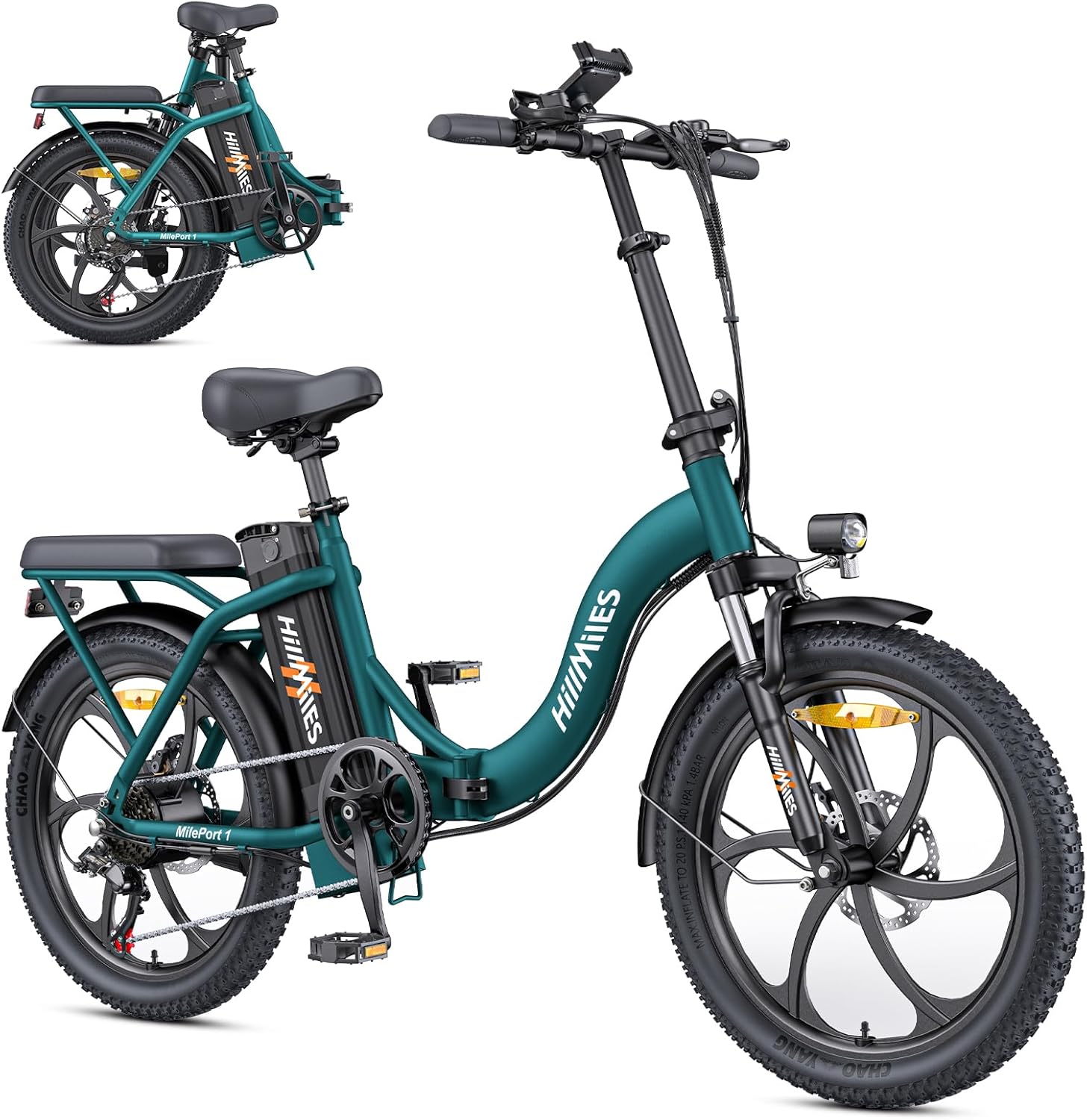 MilePort 1 Bici Elettrica Per Adulti, 36V 13AH Batteria Rimovibile 250w Motore Con 20 “*3.0” Fat Tire Pieghevole Bicicletta Elettrica, Velocità 25KM/H Gamma Fino a 100KM Città Pendolare Ebike