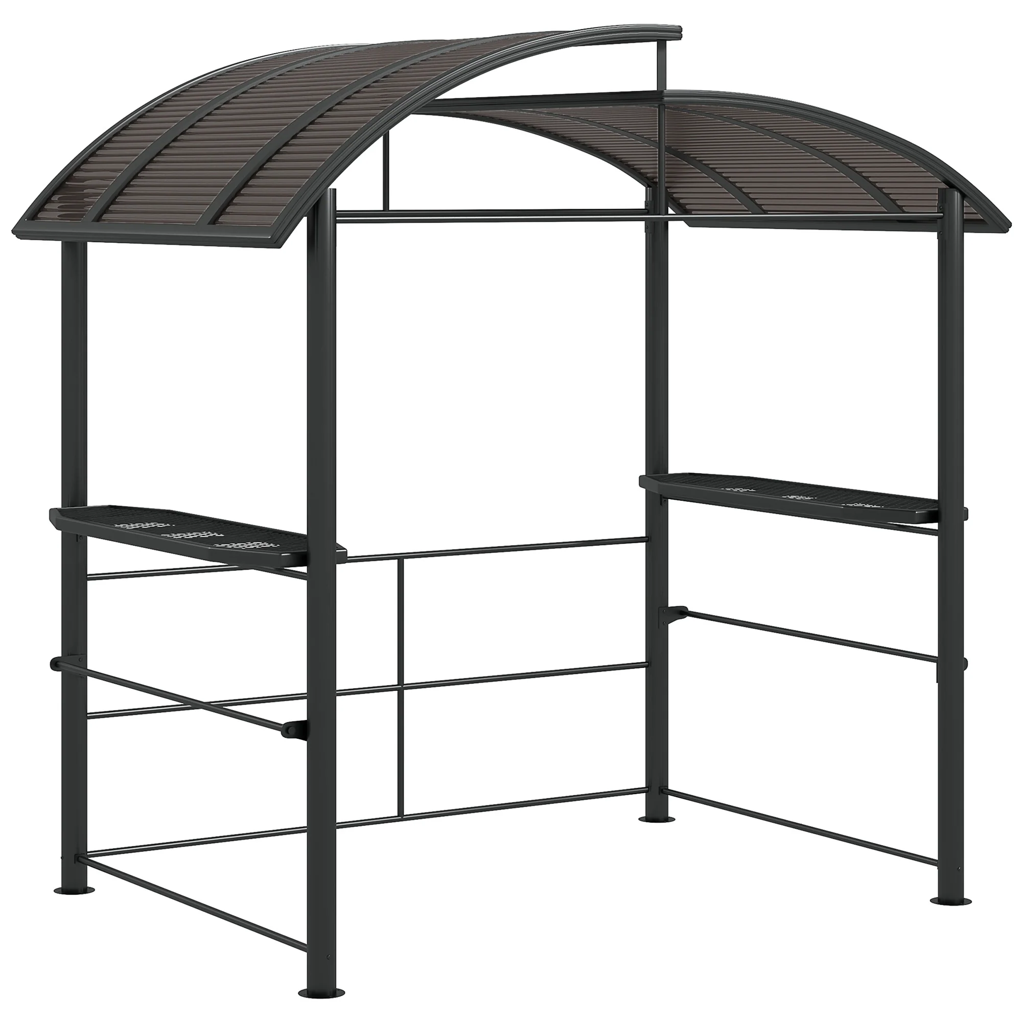Outsunny Grillpaviljoen Grilldak Grillprieel, weerbestendig, 240 cm x 150 cm x 230 cm, Geelbruin + Donkergrijs