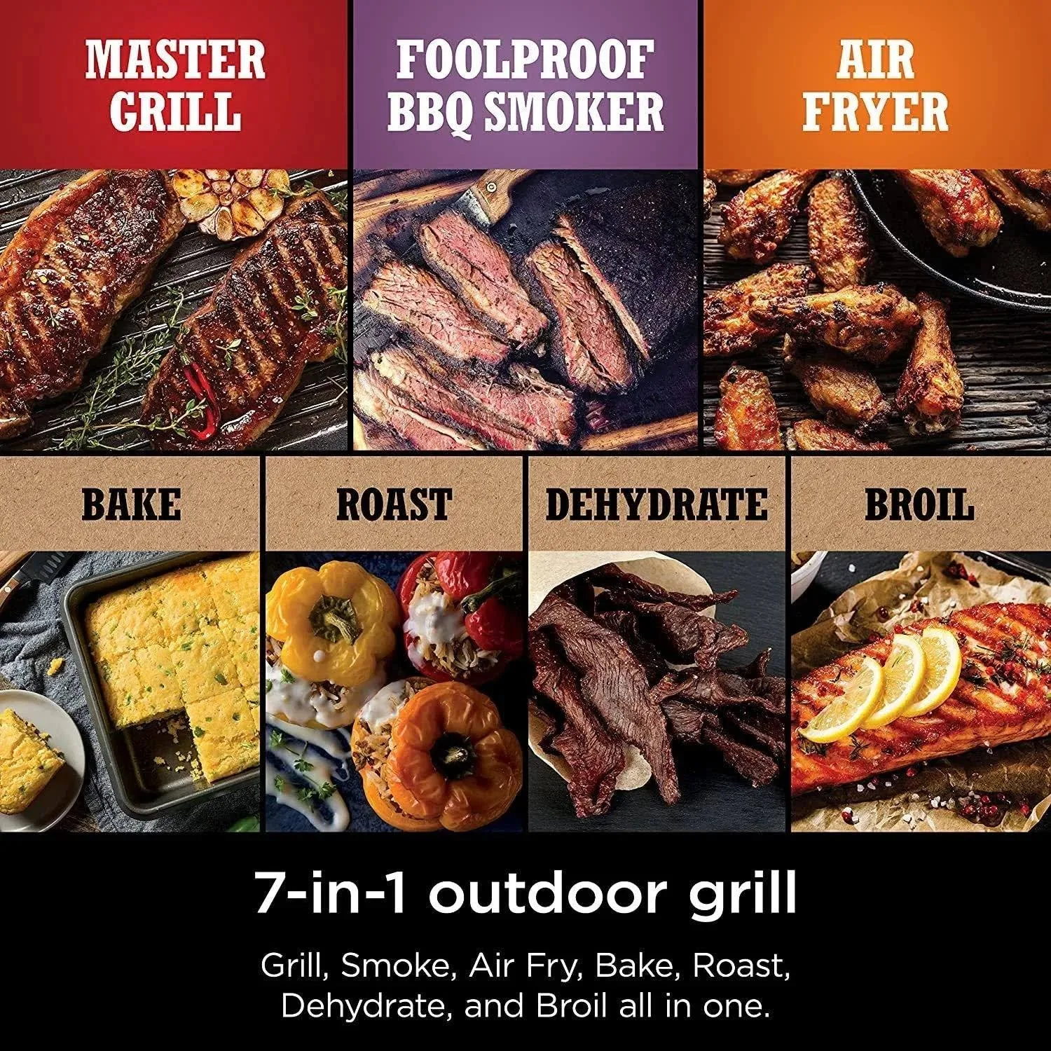 Ninja OG701 Woodfire Outdoor Grill, 7-in-1 Master Grill, BBQ Smoker