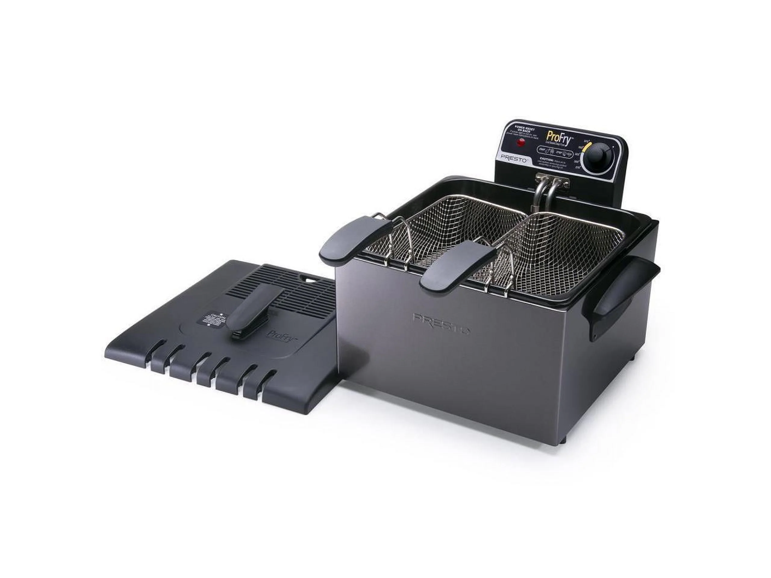 Presto 5Qt Dual Basket Pro Fry Immersion Element Black Deep Fryer 05489