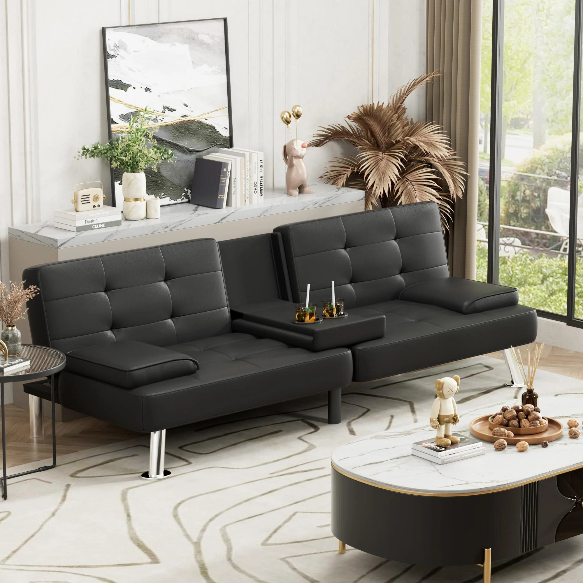 JUMMICO Modern Convertible Folding Futon Sofa Bed