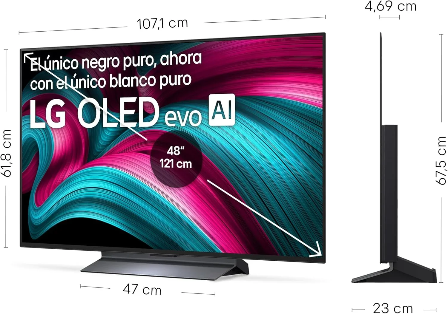 2026 OLED48C54LA - TV 48", OLED EVO 4K, Smart TV AI C5, WebOS 25, Super Upscaling, Dolby Vision y Dolby Atmos, AMD FreeSync, Alexa/Google Assistant, Negro