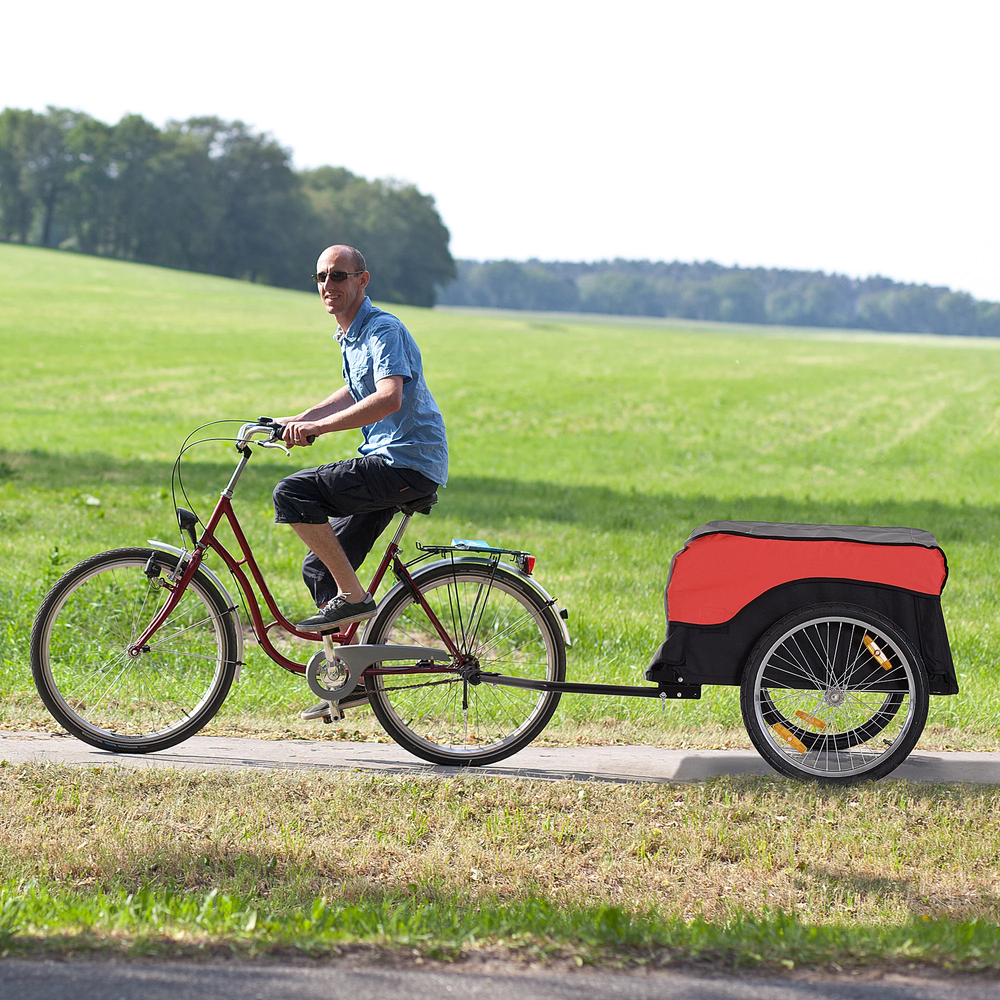 HOMCOM Fahrradanhänger Lastenanhänger faltbar große Transportbox