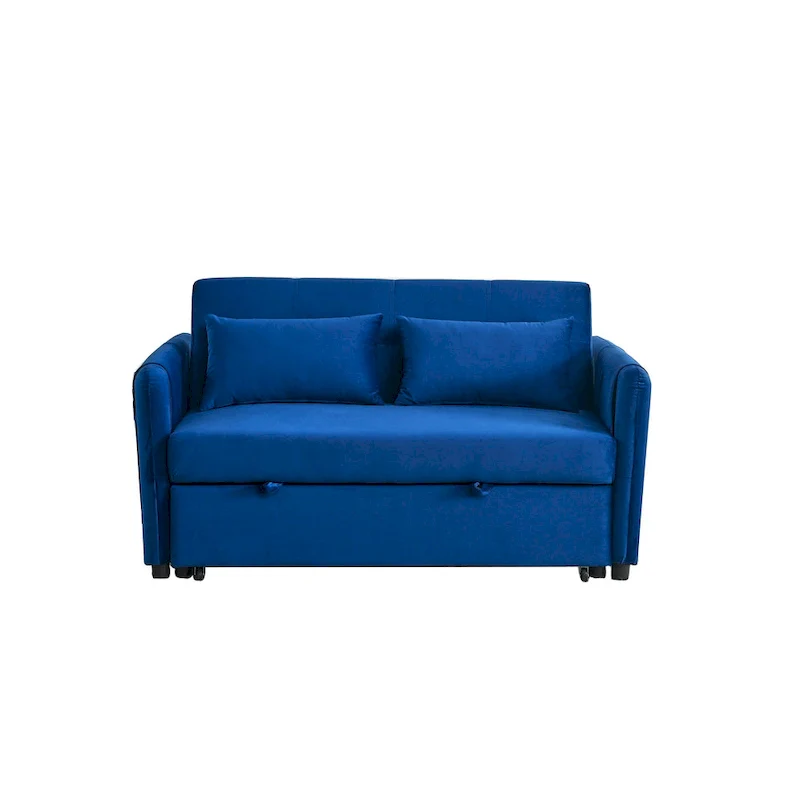 Convertible Sofa Bed, 3-In-1 Versatile Velvet Double Sofa With Pullout Bed