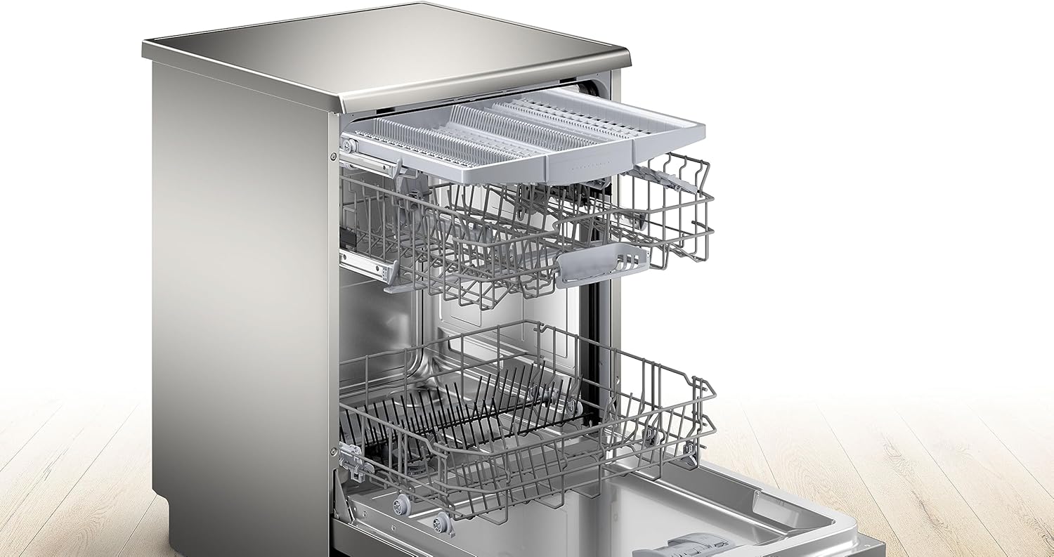 Bosch - Dishwasher Free Installation, Series 4, 60 cm. wide, 3rd tray, 14 services, Eco Silence Motor, Home Connect, Steel, SMS4HMI07E