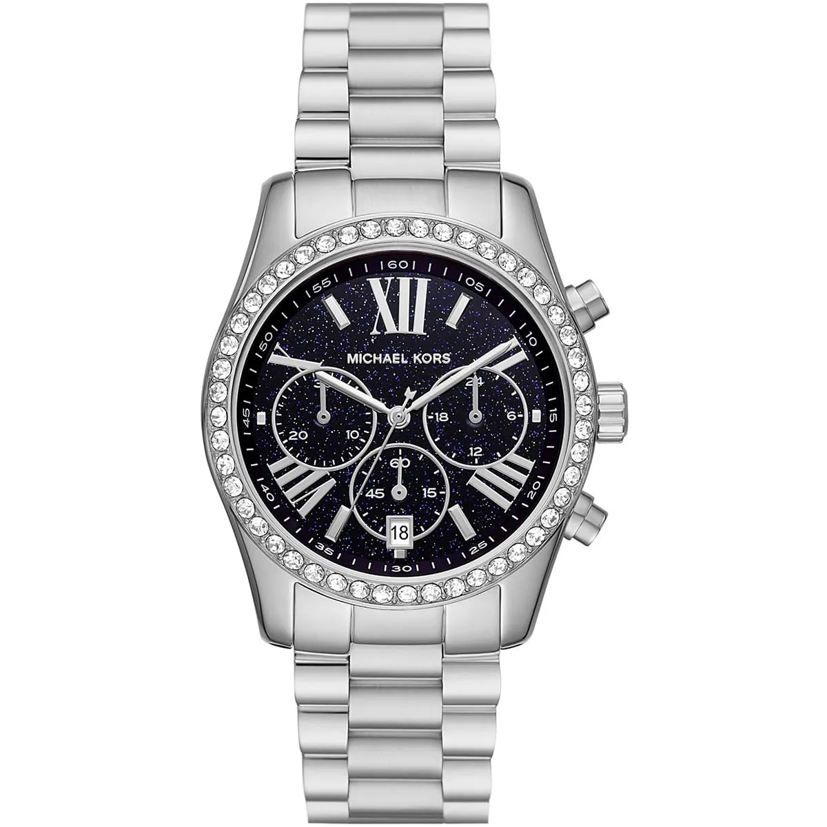 Michael Kors Lexington Chronograph Black Dial Silver Women's Watch - MK7277