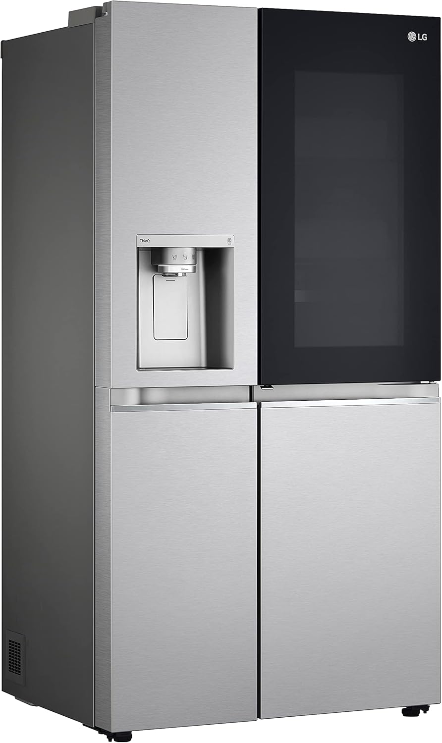 LG GSGV81PYLL Side by Side Kühlschrank, Klasse E, 635 L, Instaview, Kühlschrank mit Gefrierfach, Eis-, Crushed Ice- Wasserspender, Total NoFrost, Smart Inverter Kompressor, Wi-Fi