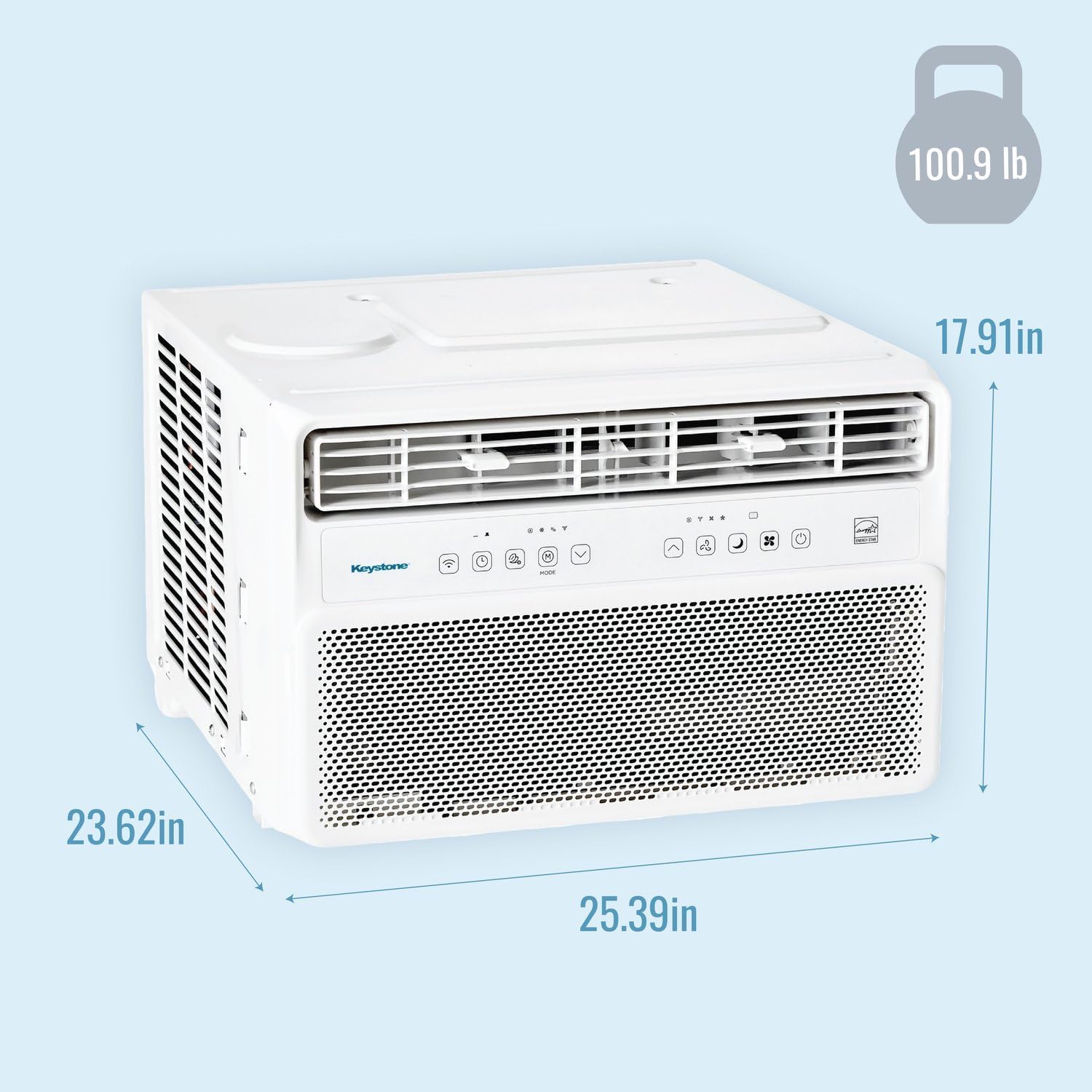 Keystone - Inverter-Klimaanlage 24000 BTU 230 V, Fenstermontiert, leiser Betrieb und hohe Effizienz, Fernbedienung, Wechselstrom-Fenstereinheit für Wohnung, Wohnzimmer